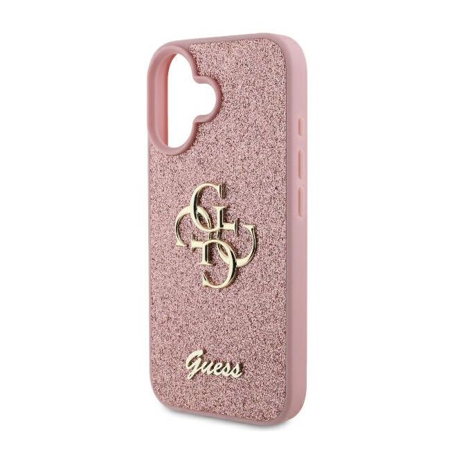Husa pentru  iPhone 16 Guess - Glitter Fixed - alb