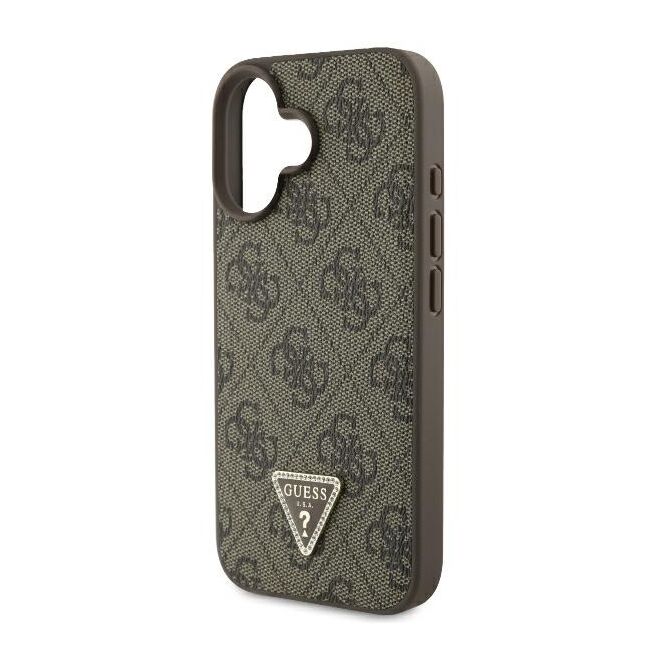 Husa pentru  iPhone 16 Guess - Leather Metal Logo Strass Crossbody - maro