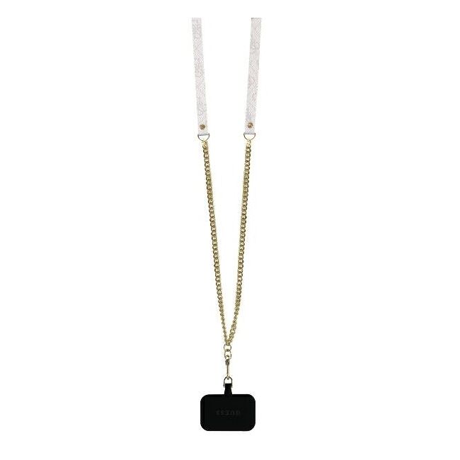 Husa pentru  iPhone 16 Guess - Leather Metal Logo Strass Crossbody - roz