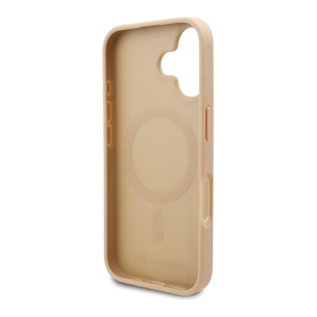 Husa pentru  iPhone 16 Karl Lagerfeld - Leather MagSafe - bej