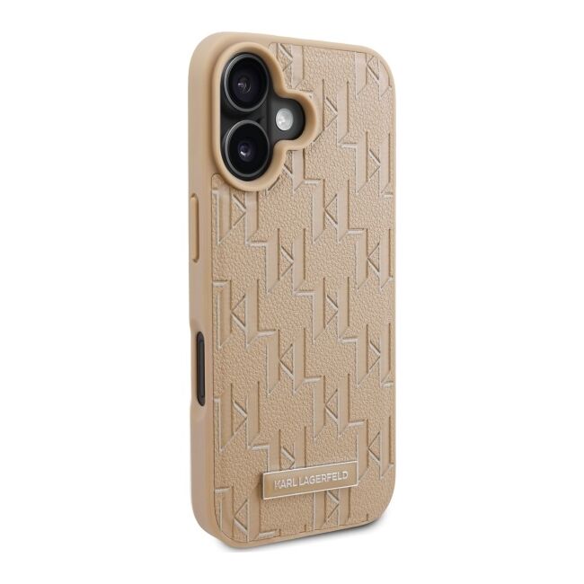 Husa pentru  iPhone 16 Karl Lagerfeld - Leather MagSafe - bej