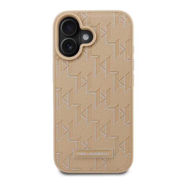 Husa pentru  iPhone 16 Karl Lagerfeld - Leather MagSafe - bej