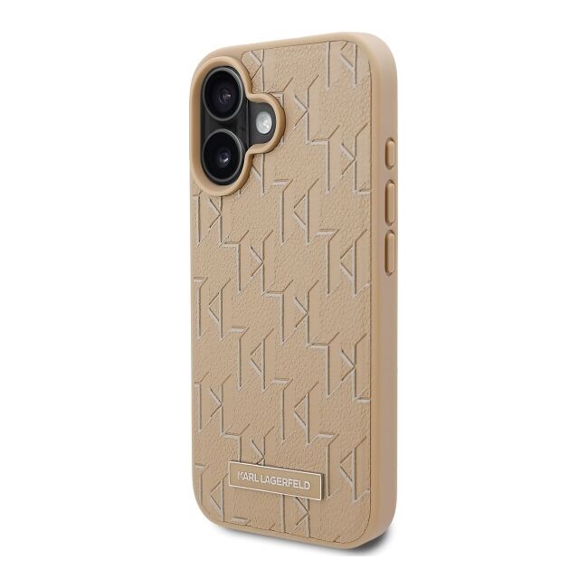 Husa pentru  iPhone 16 Karl Lagerfeld - Leather MagSafe - bej