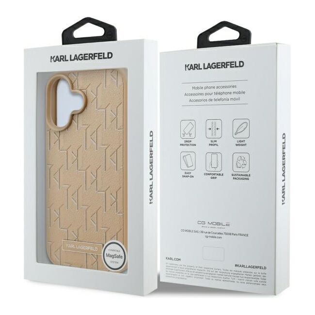 Husa pentru  iPhone 16 Karl Lagerfeld - Leather MagSafe - bej