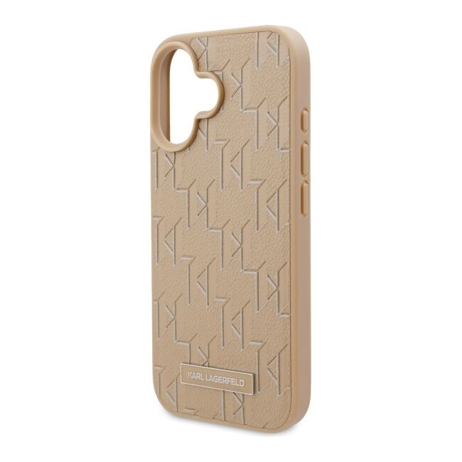 Husa pentru  iPhone 16 Karl Lagerfeld - Leather MagSafe - bej