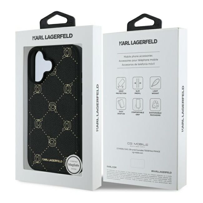 Husa pentru  iPhone 16 Karl Lagerfeld - Leather MagSafe - negru denim
