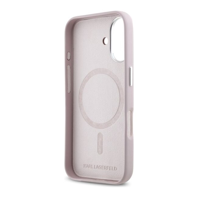 Husa pentru  iPhone 16 Karl Lagerfeld - Leather MagSafe - roz neon