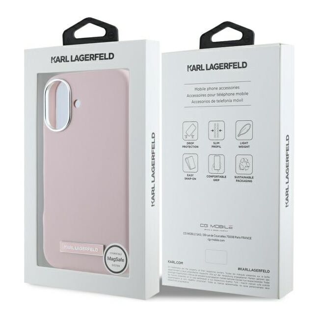 Husa pentru  iPhone 16 Karl Lagerfeld - Leather MagSafe - roz neon