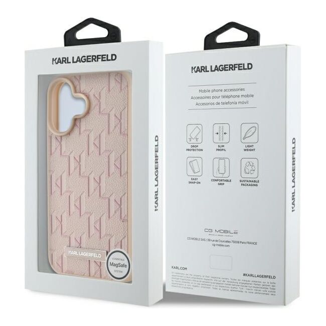 Husa pentru  iPhone 16 Karl Lagerfeld - Leather MagSafe - roz