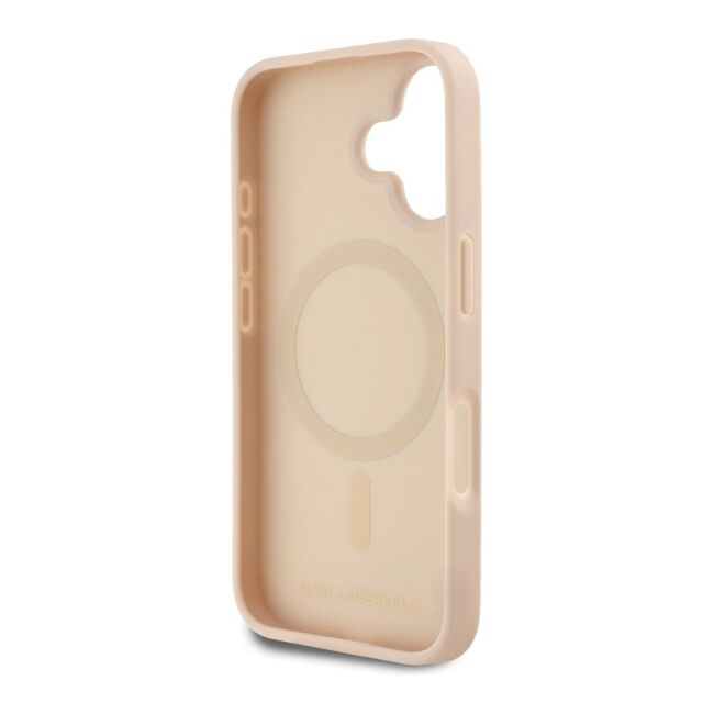 Husa pentru  iPhone 16 Karl Lagerfeld - Leather MagSafe - roz
