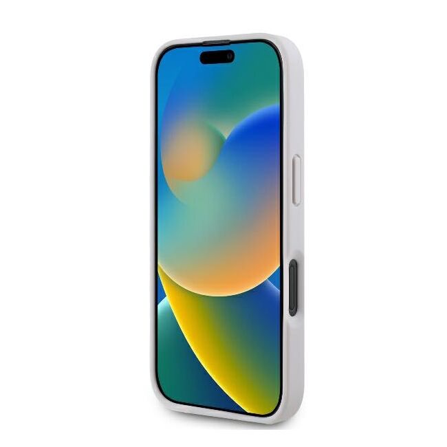 Husa pentru  iPhone 16 Plus Guess - Leather 4G Triangle Strass - roz