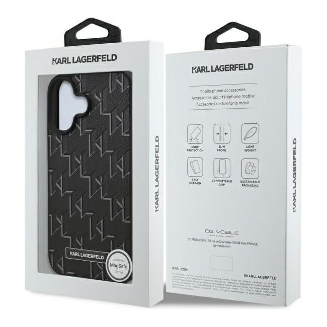 Husa pentru  iPhone 16 Plus Karl Lagerfeld - Leather MagSafe - negru denim
