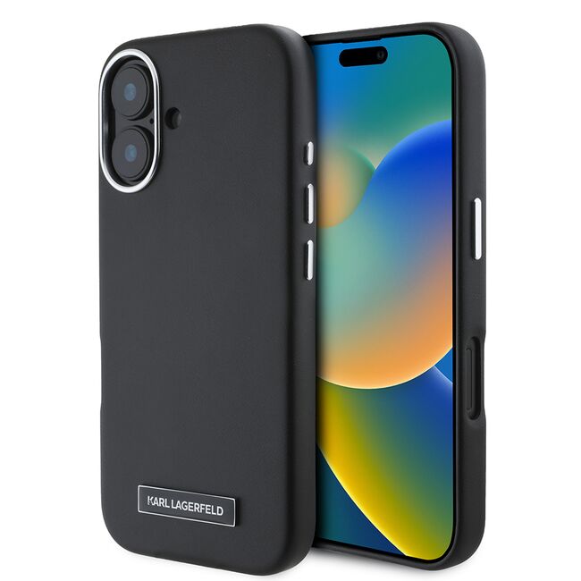 Husa pentru  iPhone 16 Plus Karl Lagerfeld - Leather MagSafe - negru