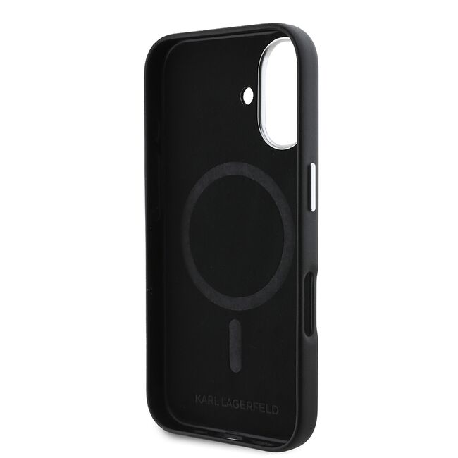 Husa pentru  iPhone 16 Plus Karl Lagerfeld - Leather MagSafe - negru