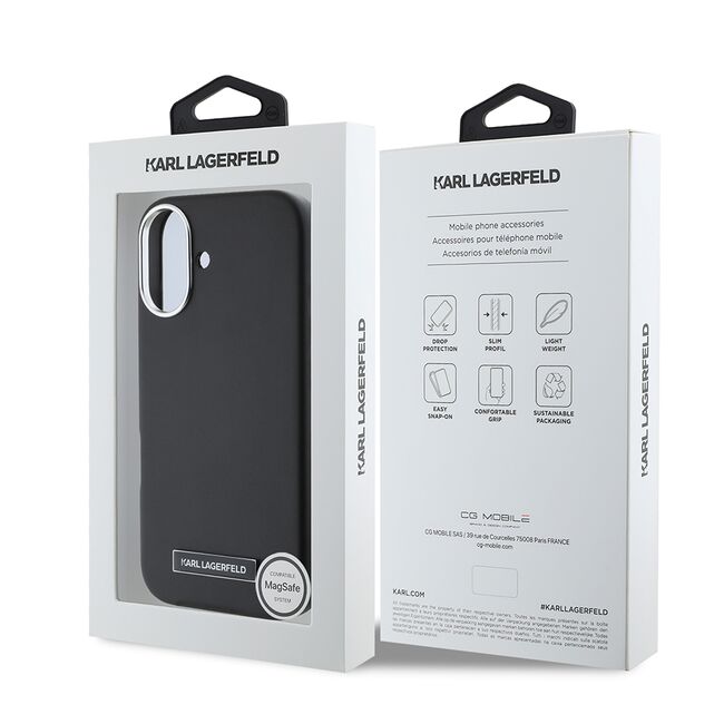 Husa pentru  iPhone 16 Plus Karl Lagerfeld - Leather MagSafe - negru