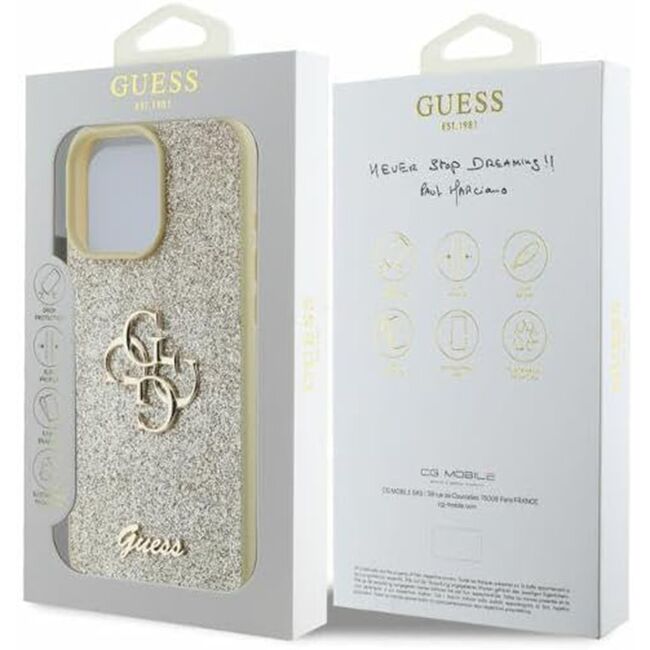 Husa pentru  iPhone 16 Pro Guess - Glitter Fixed - auriu