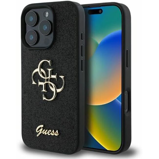 Husa pentru  iPhone 16 Pro Guess - Glitter Fixed - negru