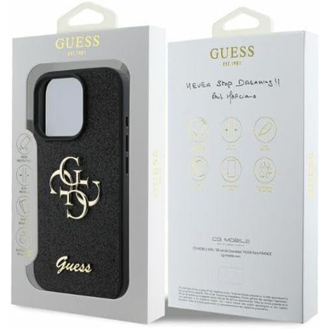 Husa pentru  iPhone 16 Pro Guess - Glitter Fixed - negru