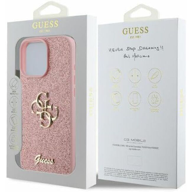 Husa pentru  iPhone 16 Pro Guess - Glitter Fixed - roz