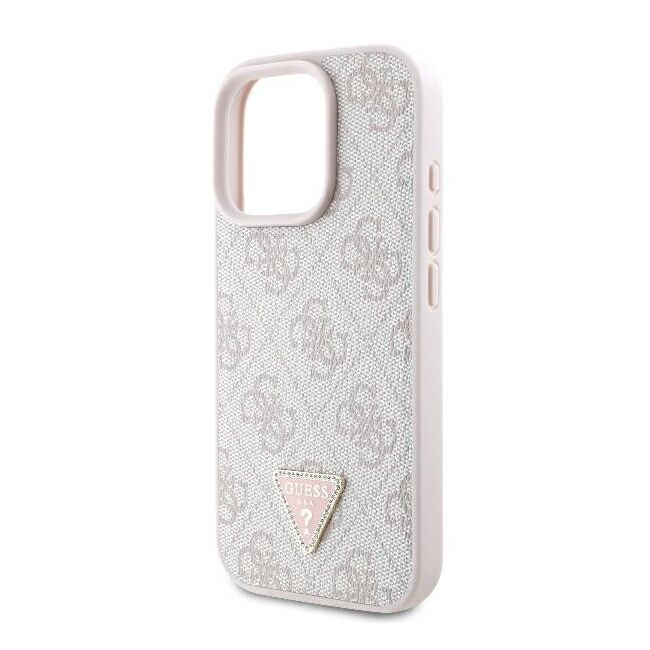 Husa pentru  iPhone 16 Pro Guess - Leather Metal Logo Strass Crossbody - roz