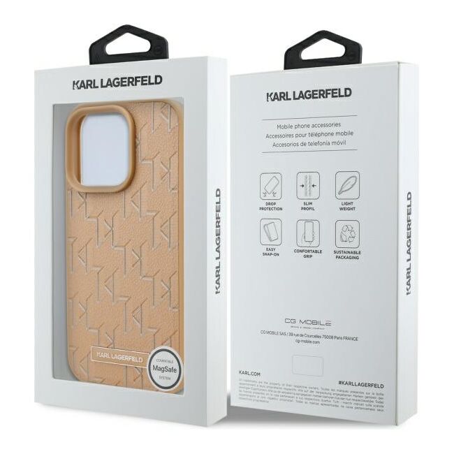 Husa pentru  iPhone 16 Pro Karl Lagerfeld - Leather MagSafe - bej