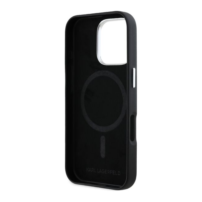 Husa pentru  iPhone 16 Pro Karl Lagerfeld - Leather MagSafe - negru mat