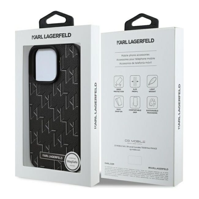 Husa pentru  iPhone 16 Pro Karl Lagerfeld - Leather MagSafe - negru royal