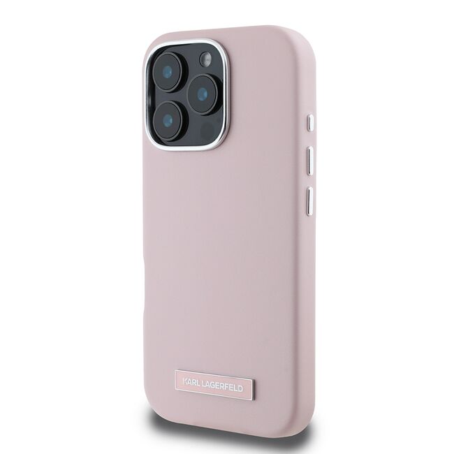 Husa pentru  iPhone 16 Pro Karl Lagerfeld - Leather MagSafe - roz pudrat