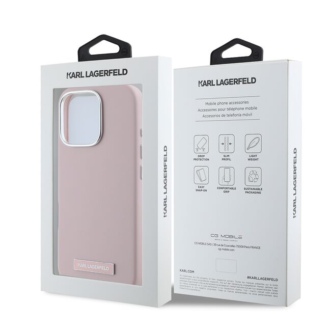 Husa pentru  iPhone 16 Pro Karl Lagerfeld - Leather MagSafe - roz pudrat