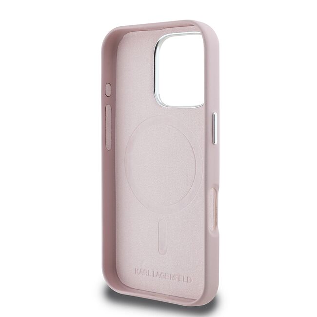 Husa pentru  iPhone 16 Pro Karl Lagerfeld - Leather MagSafe - roz pudrat
