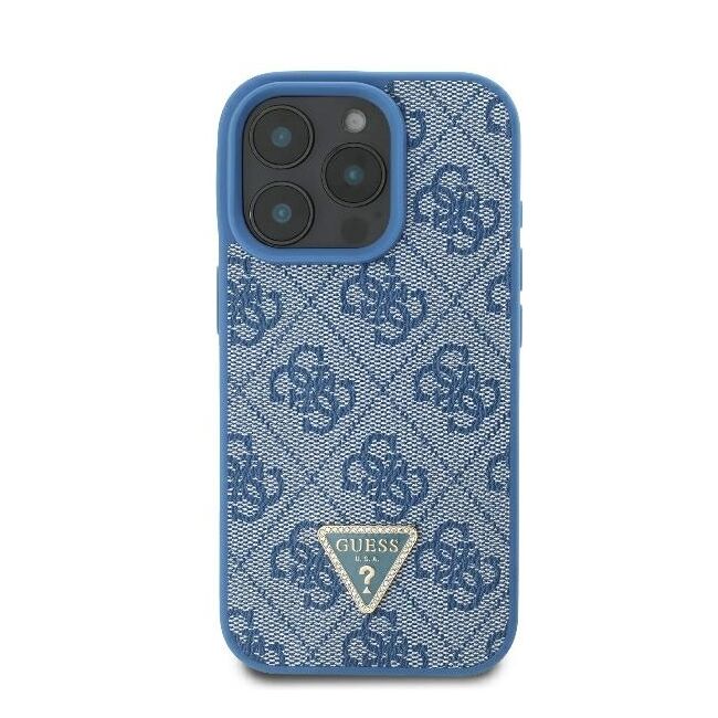 Husa pentru  iPhone 16 Pro Max Guess - Leather Metal Logo Strass Crossbody - albastru