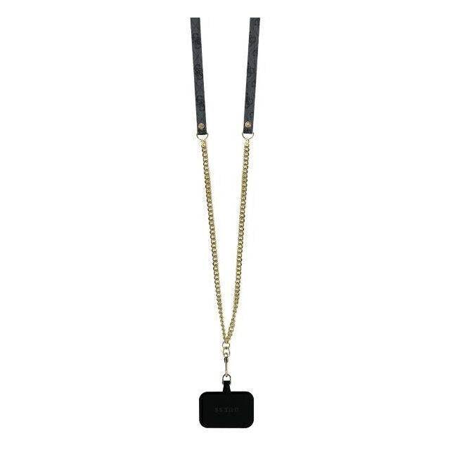 Husa pentru  iPhone 16 Pro Max Guess - Leather Metal Logo Strass Crossbody - negru