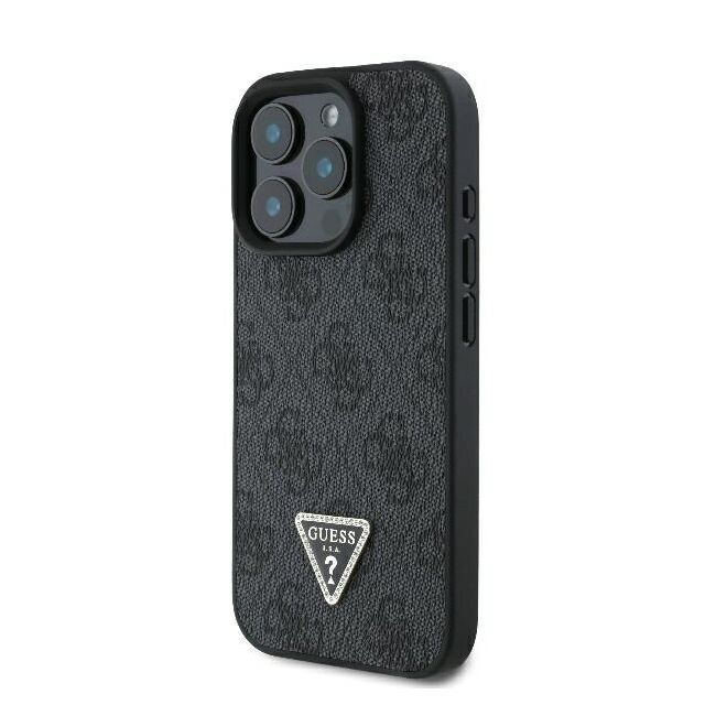 Husa pentru  iPhone 16 Pro Max Guess - Leather Metal Logo Strass Crossbody - negru