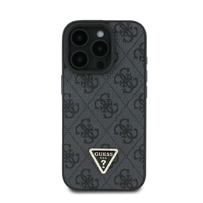 Husa pentru  iPhone 16 Pro Max Guess - Leather Metal Logo Strass Crossbody - negru