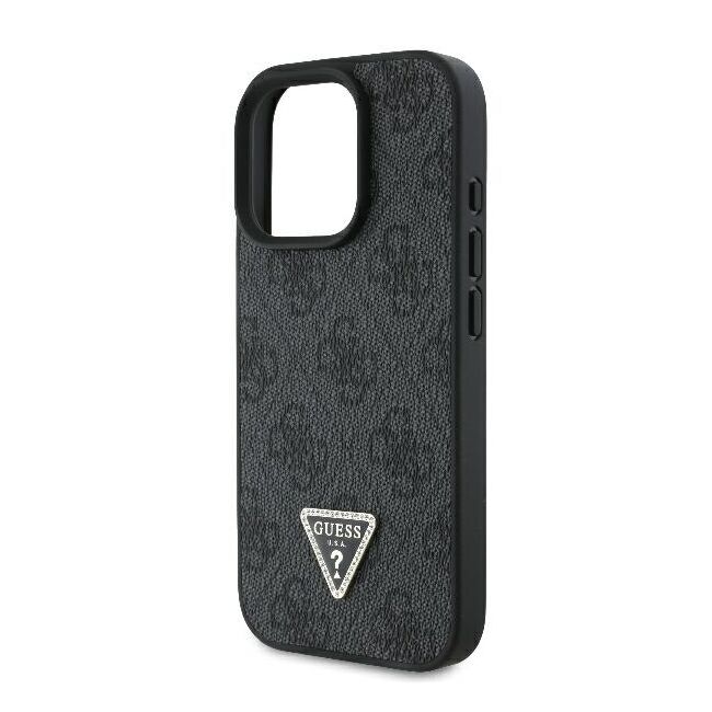 Husa pentru  iPhone 16 Pro Max Guess - Leather Metal Logo Strass Crossbody - negru