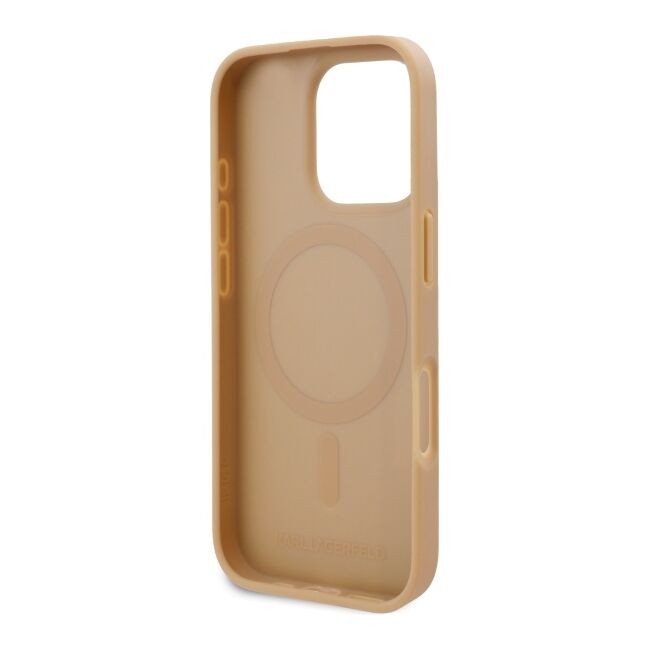 Husa pentru  iPhone 16 Pro Max Karl Lagerfeld - Leather MagSafe - bej