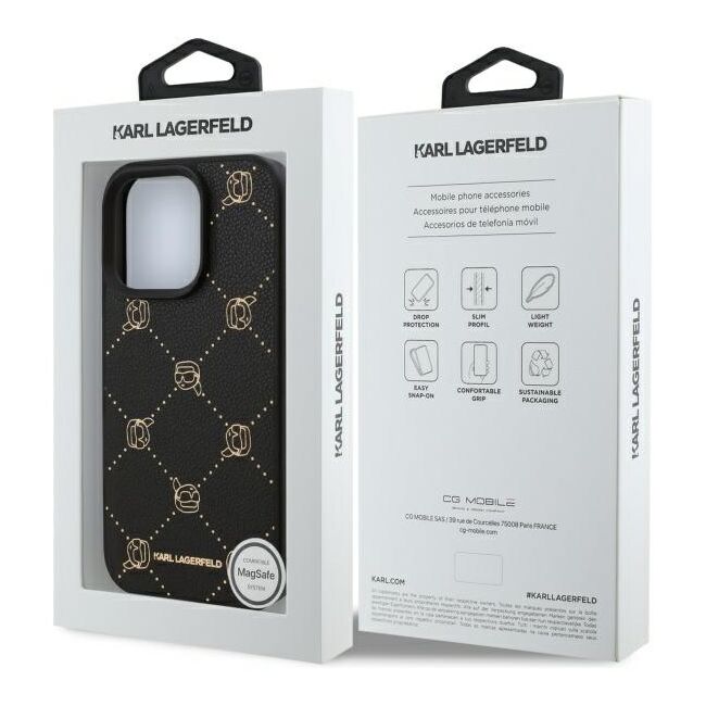 Husa pentru  iPhone 16 Pro Max Karl Lagerfeld - Leather MagSafe - negru denim