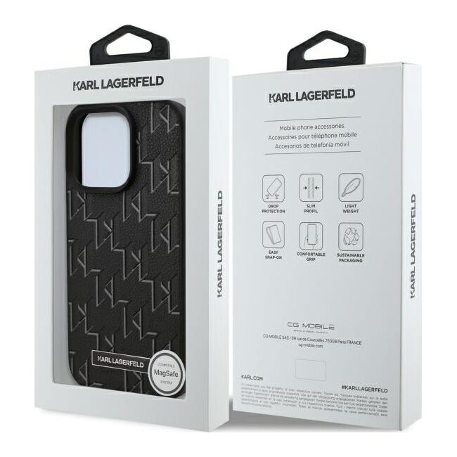 Husa pentru  iPhone 16 Pro Max Karl Lagerfeld - Leather MagSafe - negru royal