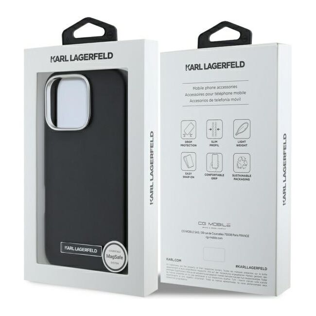 Husa pentru  iPhone 16 Pro Max Karl Lagerfeld - Leather MagSafe - negru