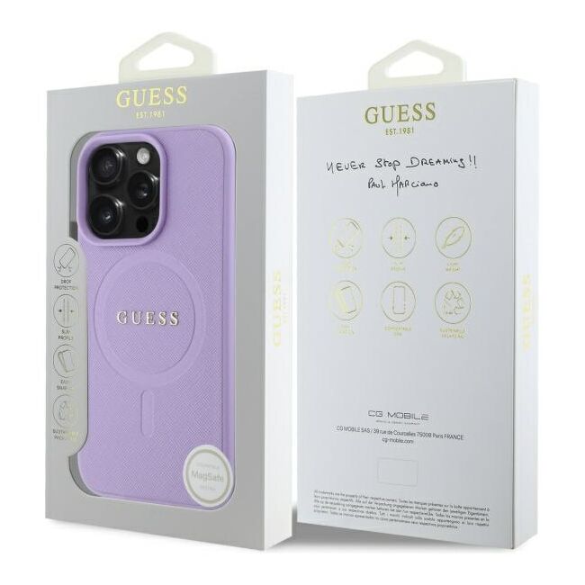 Husa pentru cu  iPhone 16 Pro Max MagSafe Guess - Saffiano - mov deschis