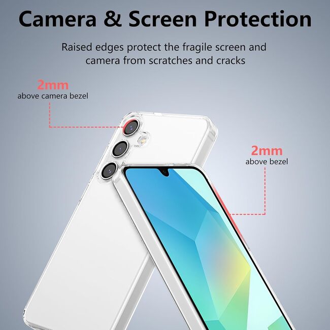 Husa pentru  Samsung Galaxy A16, Anti-Shock 1.5mm, cu protectie lentile, Transparent