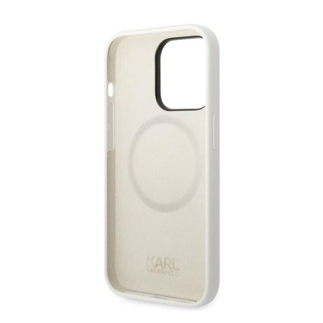 Husa pentru  iPhone 14 Pro  Karl Lagerfeld - Silicone MagSafe - alb