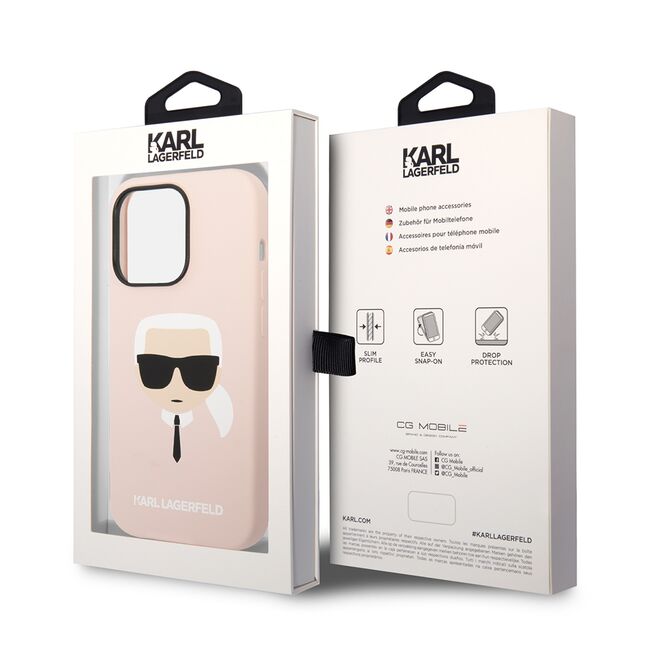 Husa pentru  iPhone 14 Pro Max Karl Lagerfeld - Silicone MagSafe - roz neon