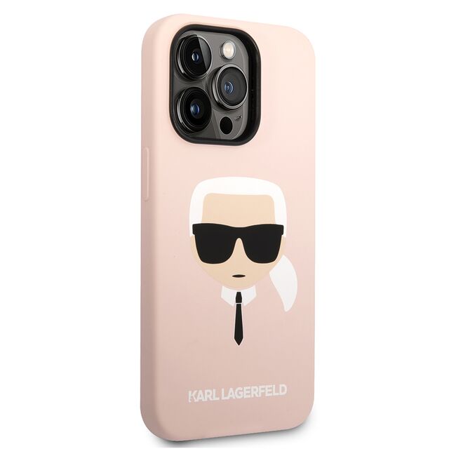 Husa pentru  iPhone 14 Pro Max Karl Lagerfeld - Silicone MagSafe - roz neon