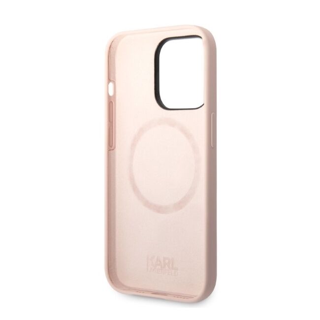 Husa pentru  iPhone 14 Pro Max Karl Lagerfeld - Silicone MagSafe - roz