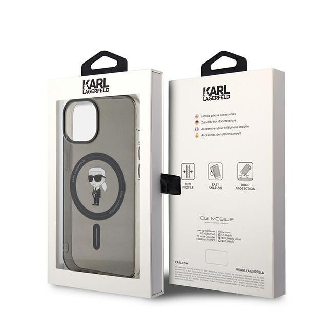Husa pentru  iPhone 15 Karl Lagerfeld - IML MagSafe - negru denim