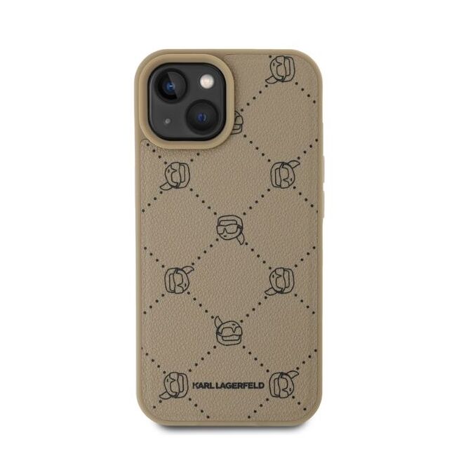 Husa pentru  iPhone 15 Karl Lagerfeld - Leather MagSafe - bej