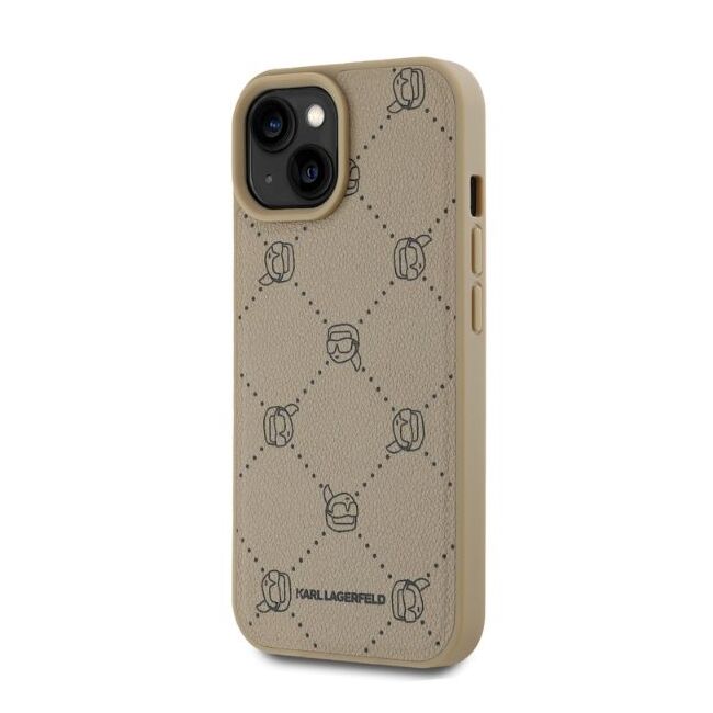Husa pentru  iPhone 15 Karl Lagerfeld - Leather MagSafe - bej