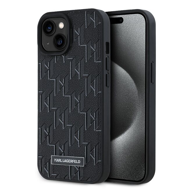 Husa pentru  iPhone 15 Karl Lagerfeld - Leather MagSafe - negru