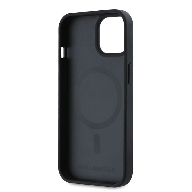 Husa pentru  iPhone 15 Karl Lagerfeld - Leather MagSafe - negru